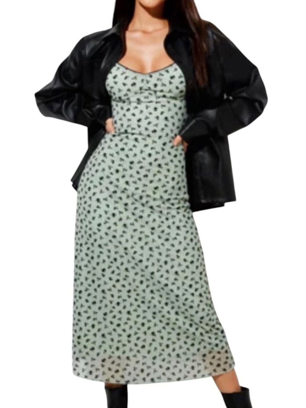 Motel Rocks Cotina Dress Sage Floral Midi Slip NWT Size L